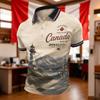 Men's Soccer Fan Polo Shirt Canada Themed Short Sleeve Breathable Mesh Fabric Lightweight Comfortable Fit Collar Buttoned Front