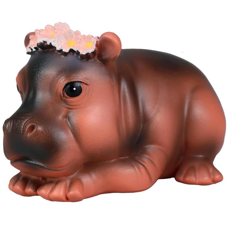 

Cute Hippopotamus Statue Resin Home Decoration Gift Desktop Living Room and Bedroom Decoration Gift Model B