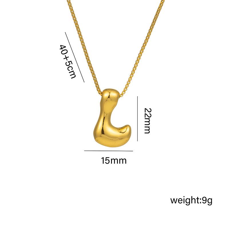 Creative A-Z Balloon Bubble Letter Pendant Neckalce for Women Gold Plated Chunky Initial Necklaces Jewelry Birthday Gift
