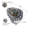 Oval Natural Labradorite Rings for Women Men  CopperRing Finger Ring Retro Gemstone Rings Jewelry Party Gift