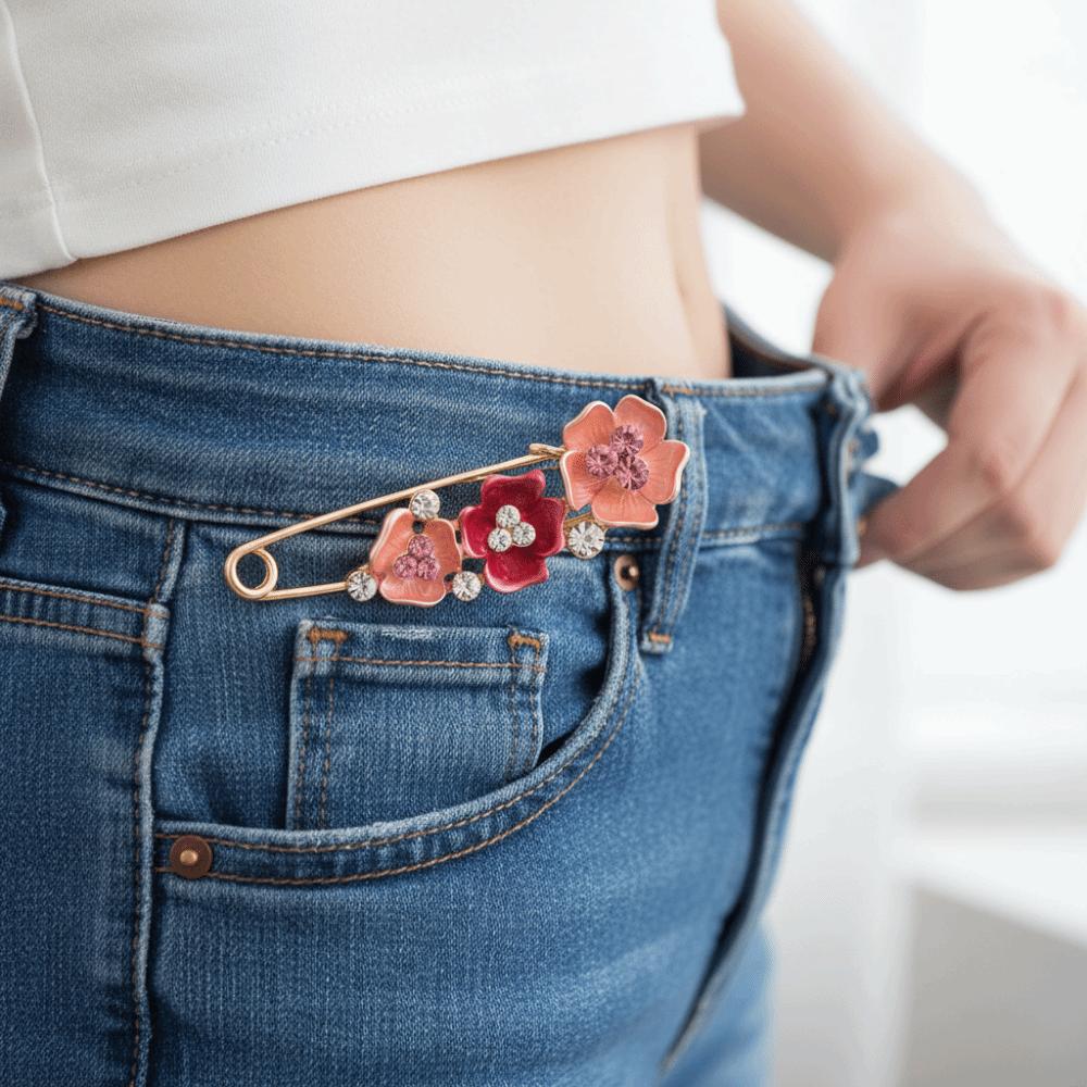 Verstellbare Blumenbrosche Strasssteine Taillenbefestigungsnadeln Schalversteller Kleiderdekoration