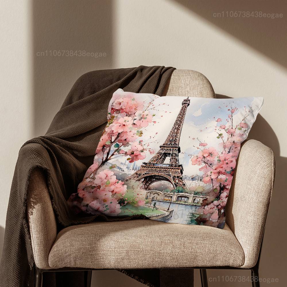 Paris Art Eiffel Tower Throw Pillow Case For 45*45cm,55*55cm,30*30cm,Car Pillowcase Home Bedchamber Decor Gift