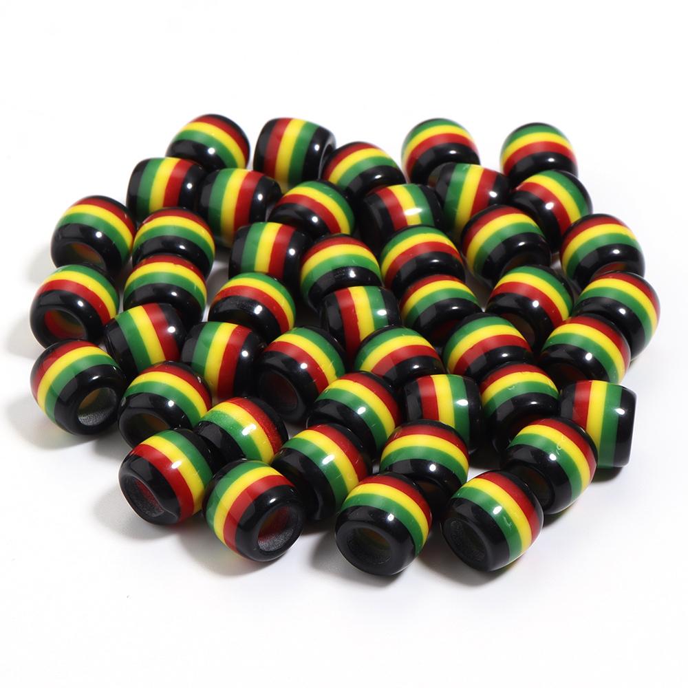 

50pcs/Lot Rainbow Color Stripe Resin Beads Barrel Shape Loose Spacer Beads For Jewelry Making DIY Bracelet Necklace Accessories