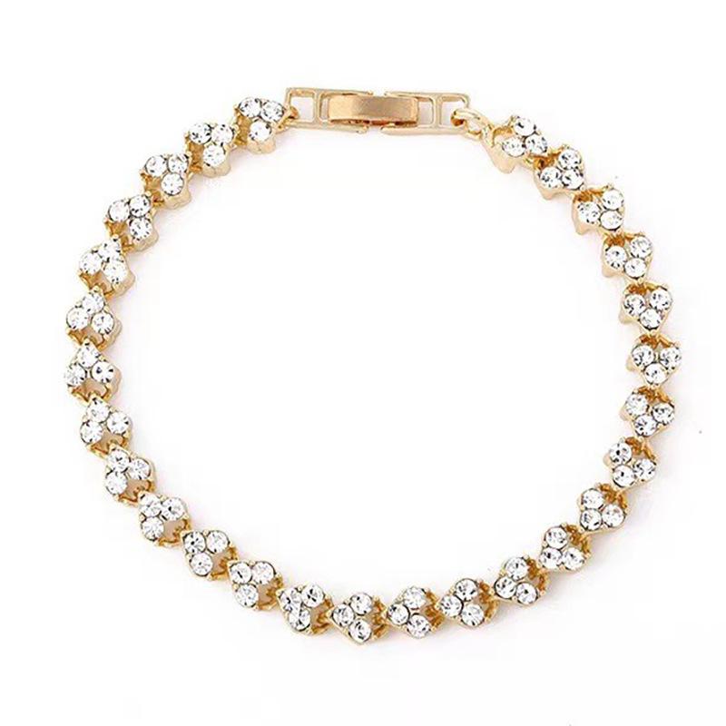 Silver-Plated Heart-Shaped Roman Crystal Bracelet with Rhinestone Inlay