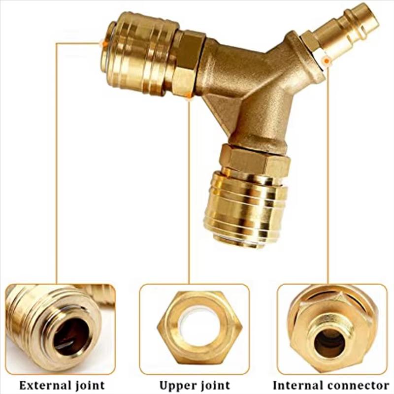 Air Switch Connector 2 Way 14AG Compressed Air Distributor for Use with Air Compressors and Pneumatic Cleaning Equipment