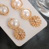 For Women Hollow Gold Color Round Simulated Pearl Stud Earrings Earring Sets Jewelry Accessories