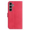 For Samsung Galaxy S24+ Stand Case with Strap PU Leather Wallet Phone Cover S Shape Stitching Design