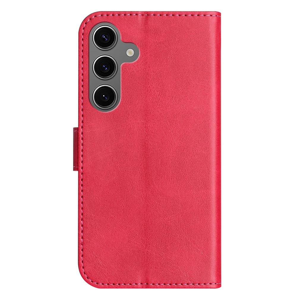 For Samsung Galaxy S24+ Stand Case with Strap PU Leather Wallet Phone Cover S Shape Stitching Design