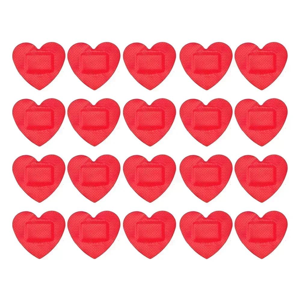 20pcs/set Red Heart Band Aid Waterproof Breathable Wound Plasters Heart Shaped Children Kids Skin Patch Concert Body Stickers