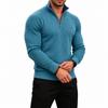 Herren Rippstrick Pullover mit halbem Reißverschluss und Stehkragen für Herbst und Winter