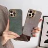 Funda Metálica con Baño de Cuero de Cordero Gamuzado para iPhone 15 14 13 12 Pro Max Plus Protector de Cámara Parachoques Protector contra Golpes
