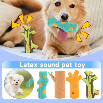 Brinquedo Interativo para Cães em Forma de Galho de Árvore de Látex - Brinquedo de Mastigar com Som, Brinquedo de Borracha Seguro para Dentição de Filhotes e Cães Adultos, Diversão para Aliviar o Tédio