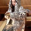 Women's Hooded Faux Shearling Lamb Wool Coat - Thick Winter Jacket