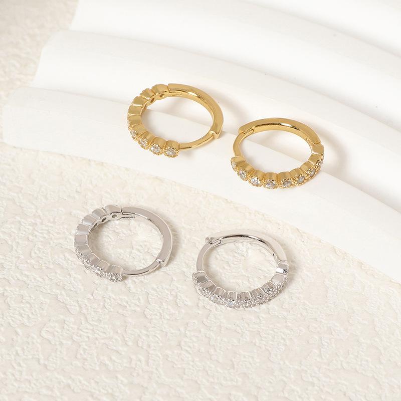 Earrings for Women's Gold-plated Single Row Zircon Earbuds Light Luxury High-end Summer Earrings