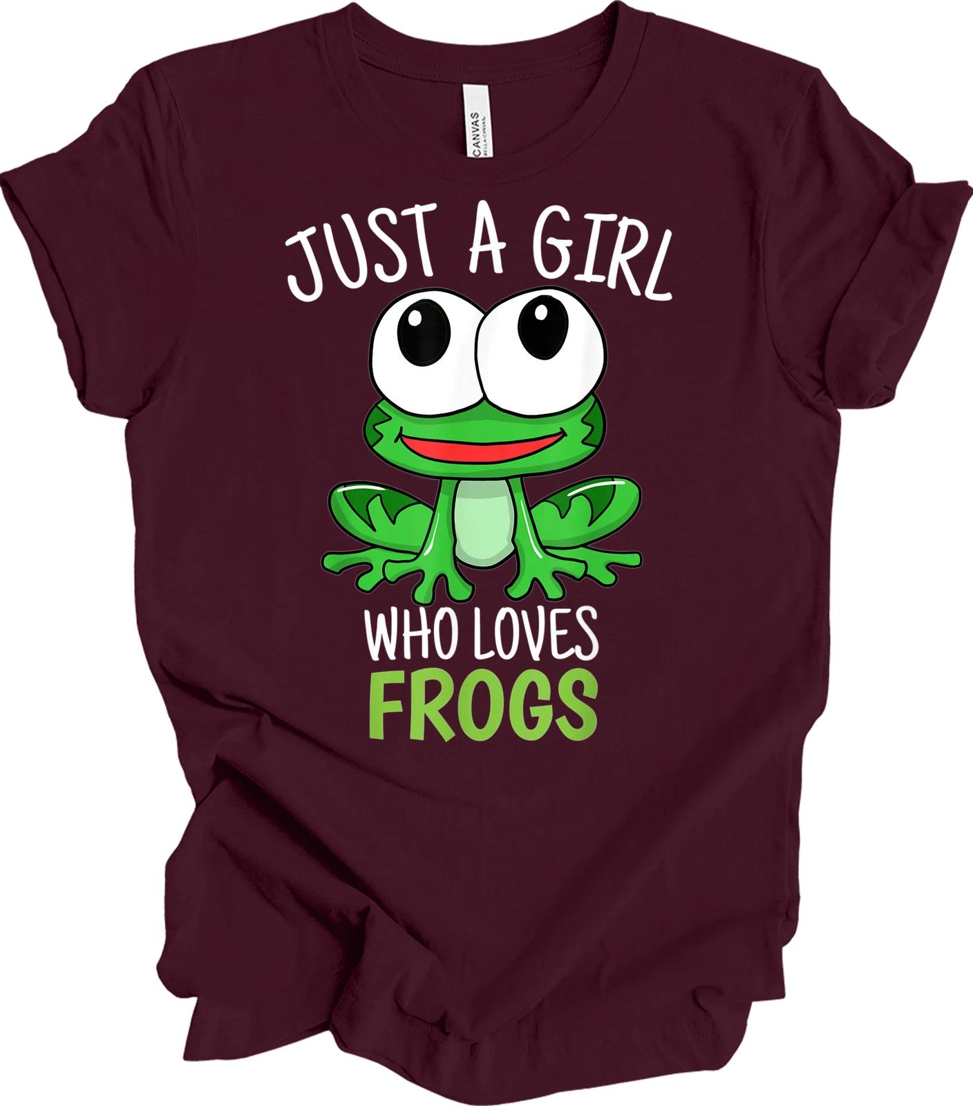 Just a Girl Who Loves Frogs Shirt Cute Frog Lover Gift Funny Kawaii Amphibian L