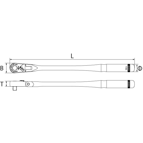 Kyoto Tool (KTC) Nepros 9.5 Sq. Long Flex Ratchet Handle NBR390AFL