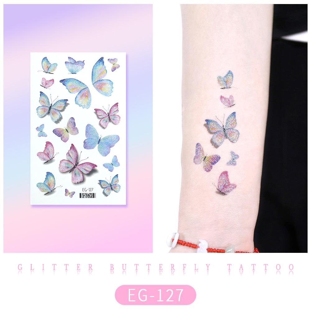 Ruikalong Cartoon Mermaid & Butterfly Glitter Tattoo Stickers for Children