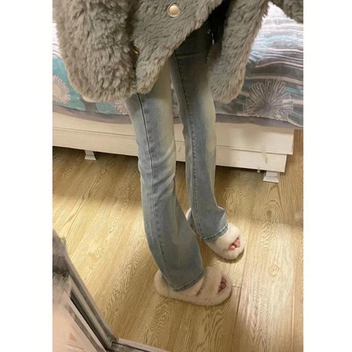 

Ретро Джинсы с высокой талией, облегающие, с широкими штанинами - Женский весенне-летний дизайн клёш Extra Large