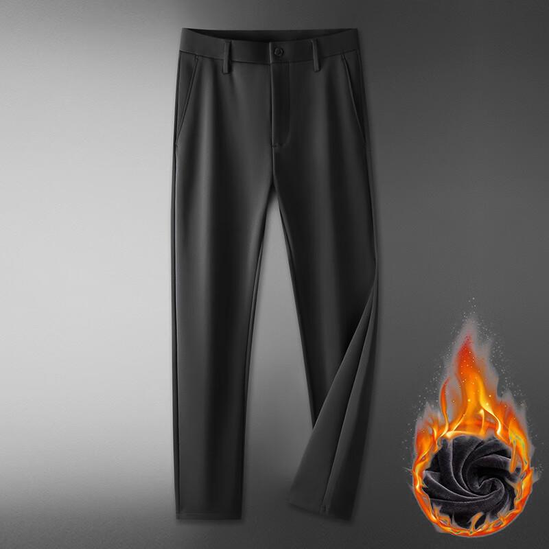 Men s Plus Size Fleece-Lined Business Casual Trousers 36