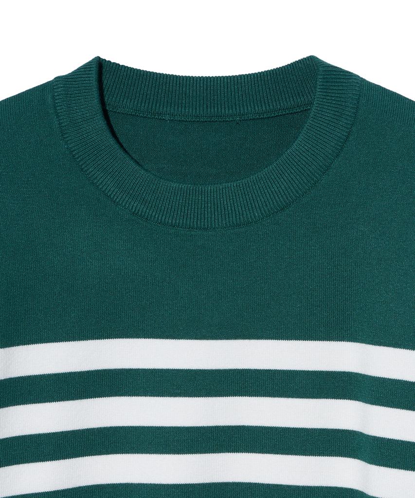 IRONYPORNO WHITELINE 86-Iroj366 Solid Striped Long Sleeve Knit Green