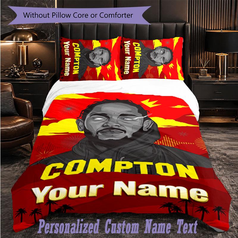 Personalized 3Pcs Bedding SetKendrick Lamar Custom Text Duvet Cover Pillowcase Set Bedroom Gift
