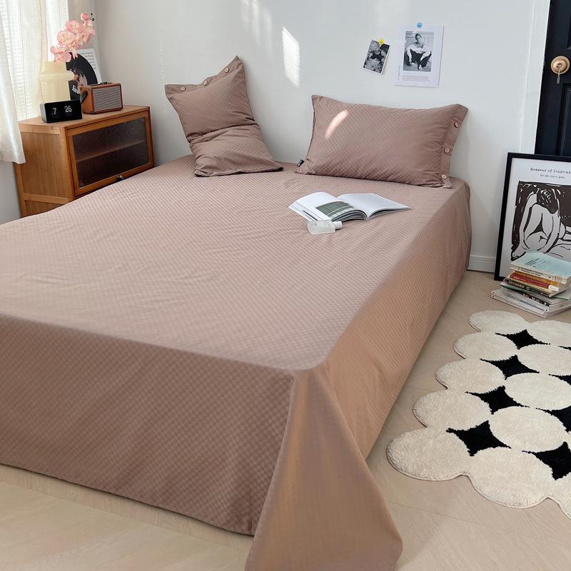 60-Count Long-Staple Cotton Sateen Jacquard Fitted Sheet, Flat Sheet, Pillowcase Set - Plain Color, Pure Cotton, Anti-Slip Mattress Cover