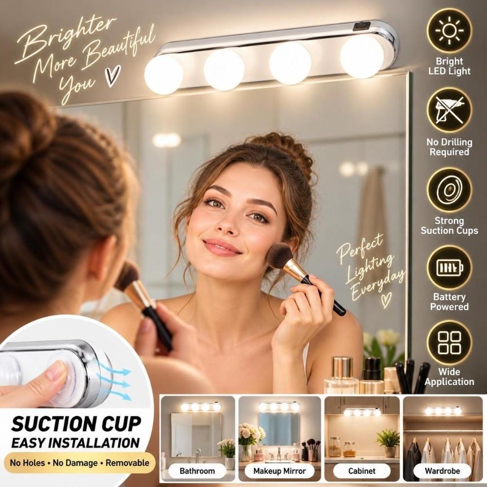 Silver Mirror Lights 4 Bulbs Vanity Lights Makeup Vanity Lights Living Room Bathroom Dressing Room