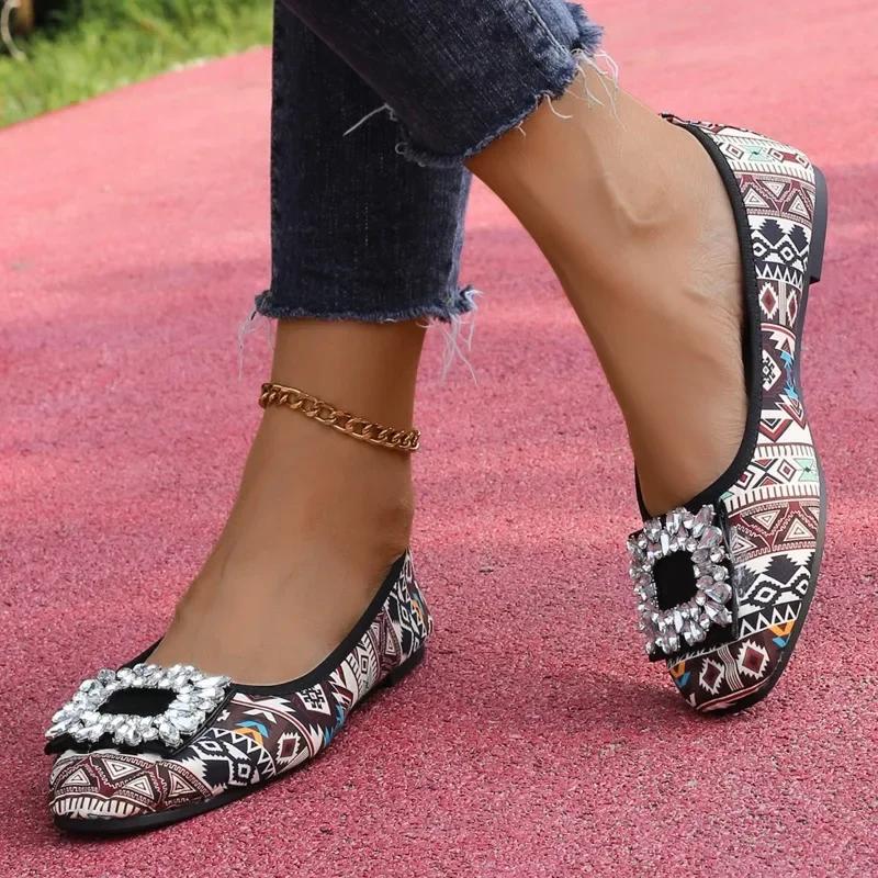 Fashion Shoes for Women 2024 Hot Sale One Kick Women's Flats Autumn Round Toe Rhinestones Mixed Colors Flat Casual Comfortable Shoes