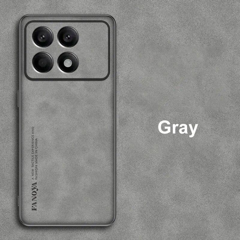 

Роскошный чехол из искусственной кожи для Xiaomi Poco X6 Pro PocoX6, задняя крышка, матовый силиконовый чехол с полной защитой для Poco X5 Pro 5G For Poco X6 Pro серый