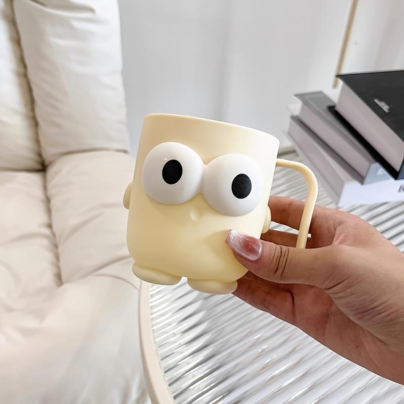 Cute Cartoon Mouthwash Cup, Plastic Toothbrush Holder with Handle, Bathroom Cup, Home Kitchen Bathroom Additions белый