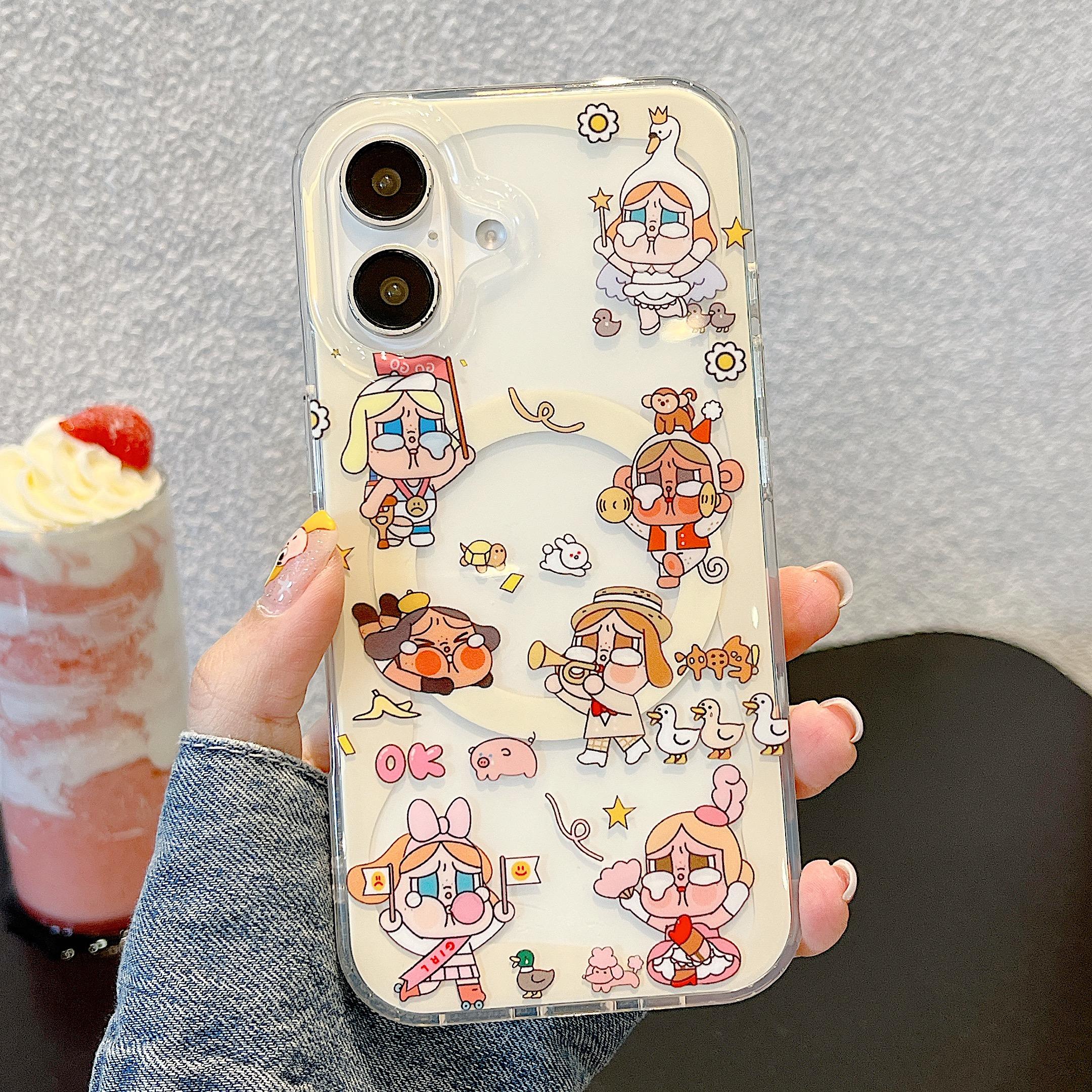 

Cute Cartoon Magnetic Case For iPhone 17 16 Pro 15 14 Pro Max Cover Magsafe Cases for iPhone 17Pro iPhone 13