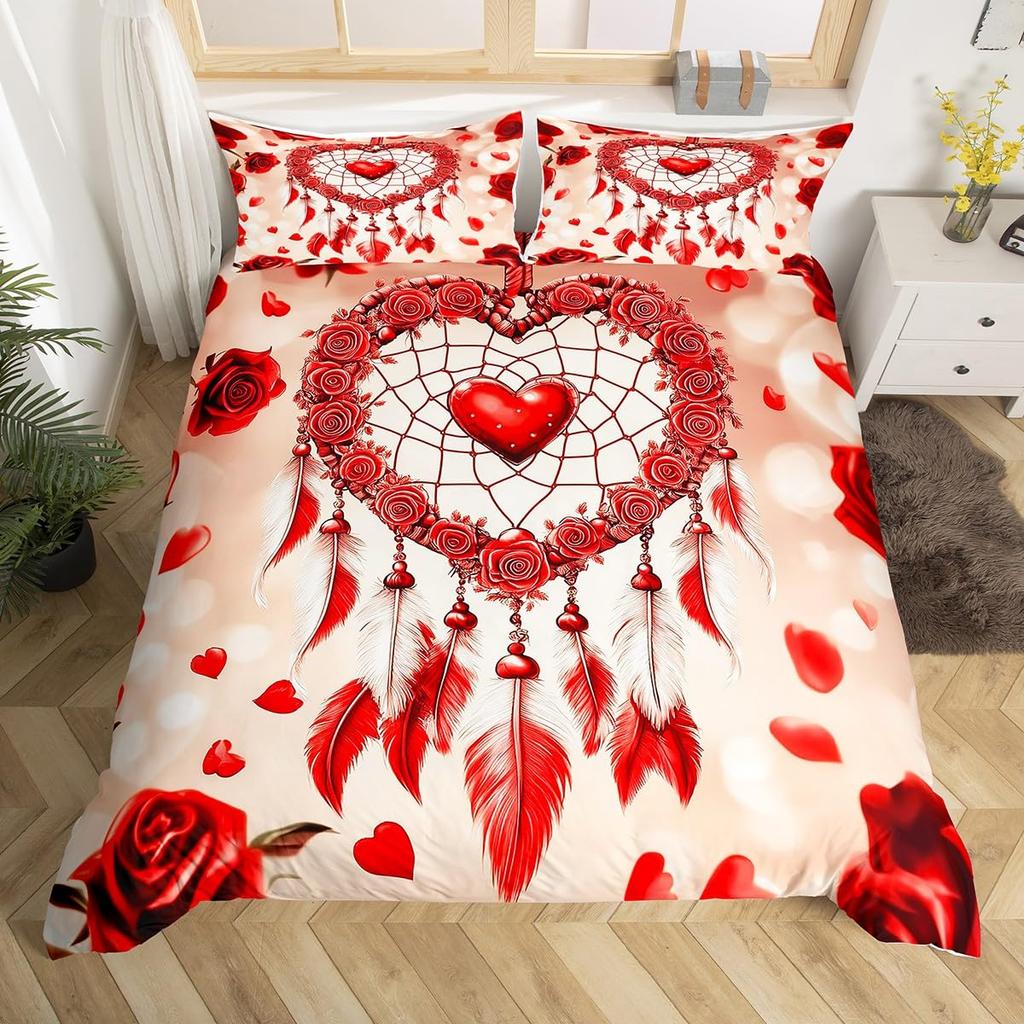 Eiffel Tower Duvet Cover,Watercolor Red Rose Bedding Set For Girls Adult Wild Butterfly Valentine'S Day Romantic Comforter Cover