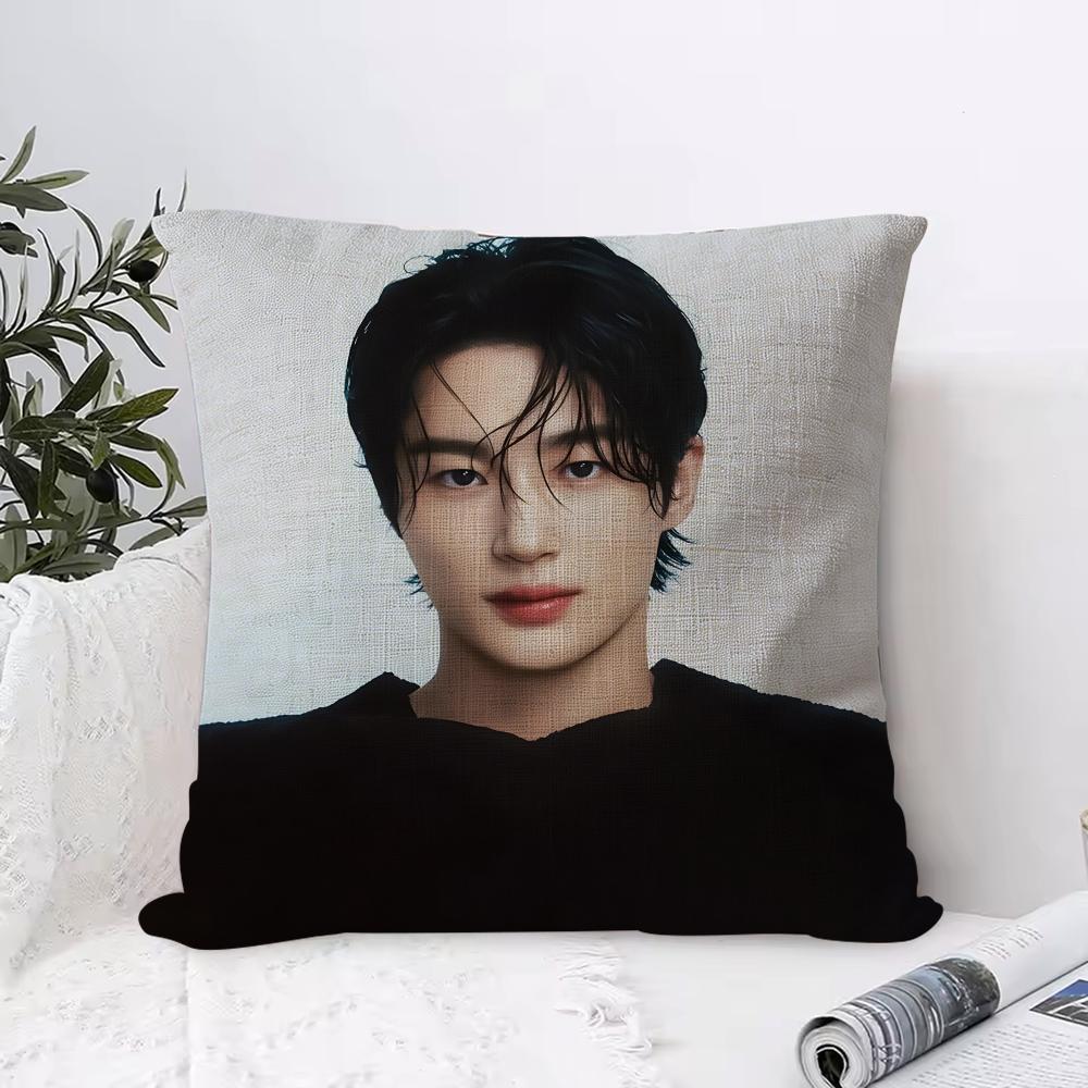 BByeon WWooseok Korea Kissenbezug Öko-Leinen Kissenhülle Zweiseitiger Druck Atmungsaktiv Langlebig Reißverschluss Heimdekoration Geschenk