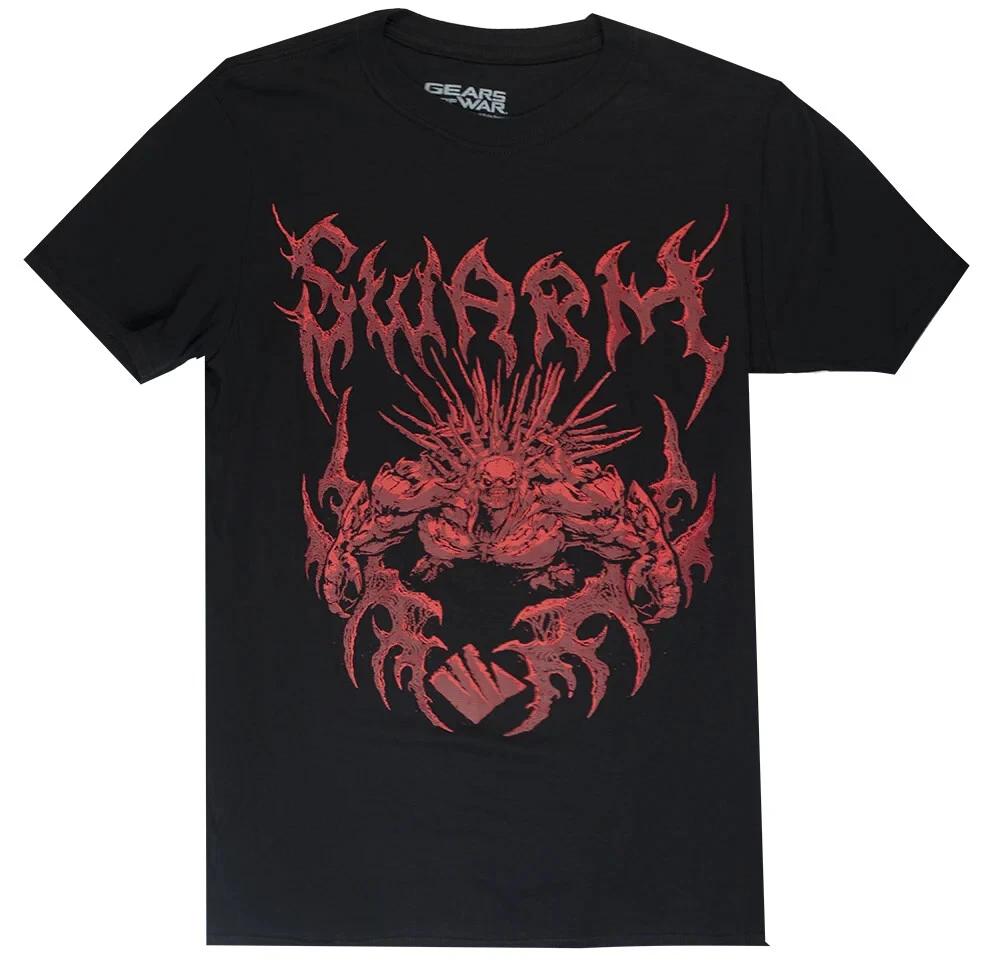 Gears of War Swarm Red Graphic Black 100% Cotton T-shirt Mens Tees Top – GOW Black Gamer Tee XL