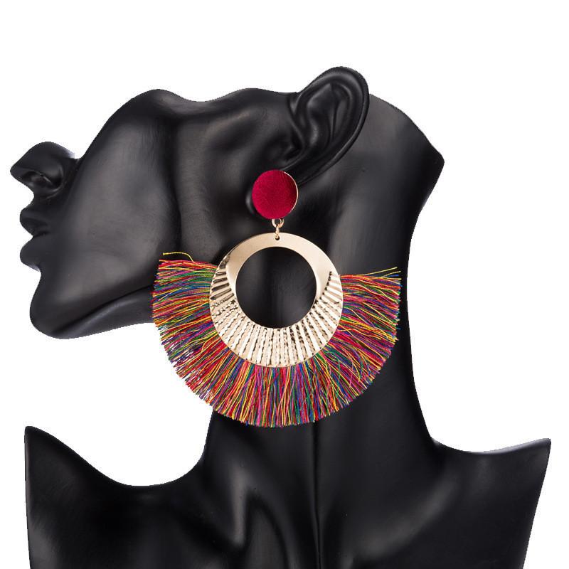 Cotton Unique Geometric Tassel Earrings For Women In Multiple Colors