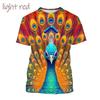 3d Animal Peacock Printed T Shirt Pavo Muticu Maurya Graphic T-shirts For Men Kid Fashion Funny Streetwear Short Sleeves Clothes
