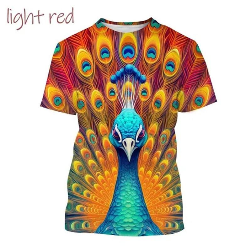 3d Animal Peacock Printed T Shirt Pavo Muticu Maurya Graphic T-shirts For Men Kid Fashion Funny Streetwear Short Sleeves Clothes
