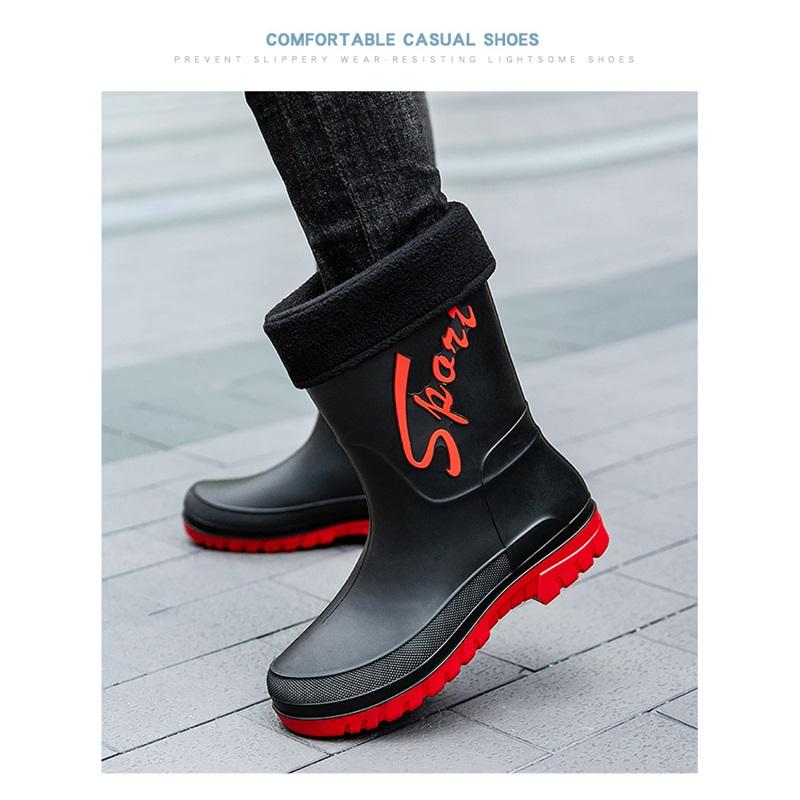 Chaussures d'extérieur mi-mollet épaissies antidérapantes et résistantes à l'usure pour hommes, chaussures en caoutchouc imperméables