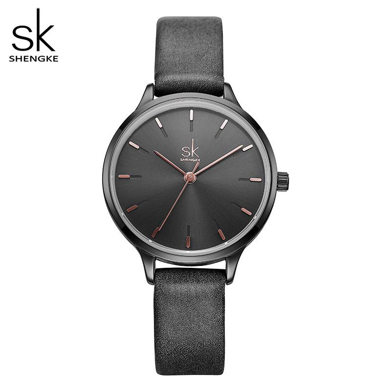 SK Women s Genuine Simple Casual Quartz Wristwatch with Leather Strap - Waterproof Model 8025