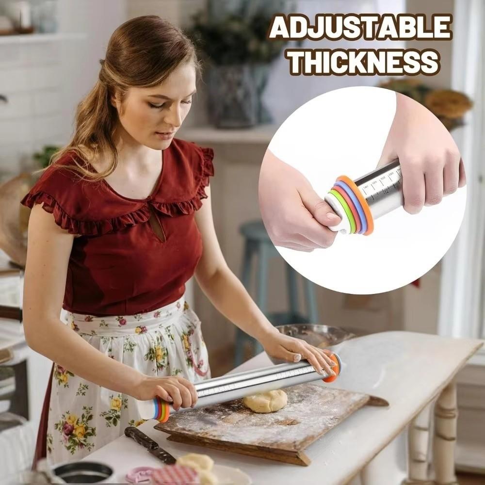 Adjustable Dough Roller Removable Rings Silicone Kneading Mat Bakery Use