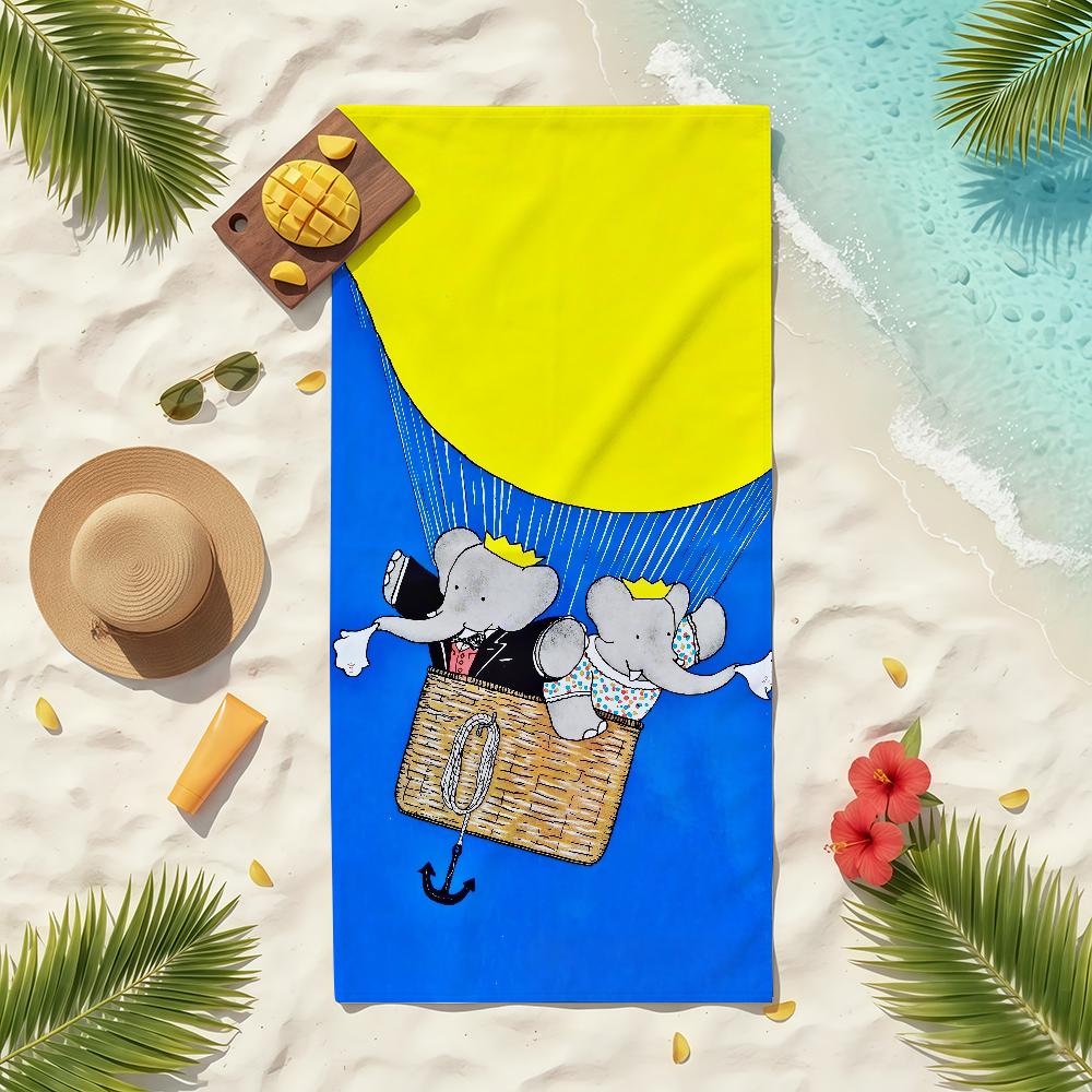 Cartoon Babar The Elephant Towel Soft Pool Gift For Travel Gym Shower Camping Quick Dry Sports Beach Towels