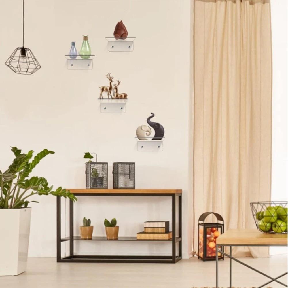 Minimalist Wall Hanging Shelves Transparent Design Floating Shelves Acrylic Shelves Bedroom Use
