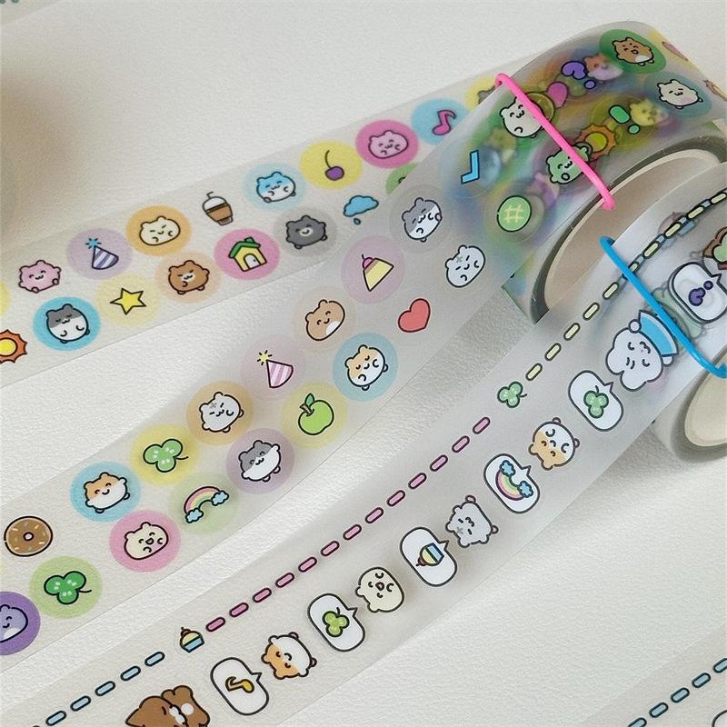 MINKYS Kawaii 3M DIY Hand Tent Tape Sticker Cartoon Animal Symbols Kpop Decorative Stickers Cute Cartoon School Stationery