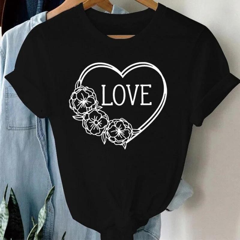 Balloon Red Heart Print Women T Shirt Short Sleeves O Neck Loose Women T Shirts Ladies Tee Shirt Tops Clothes