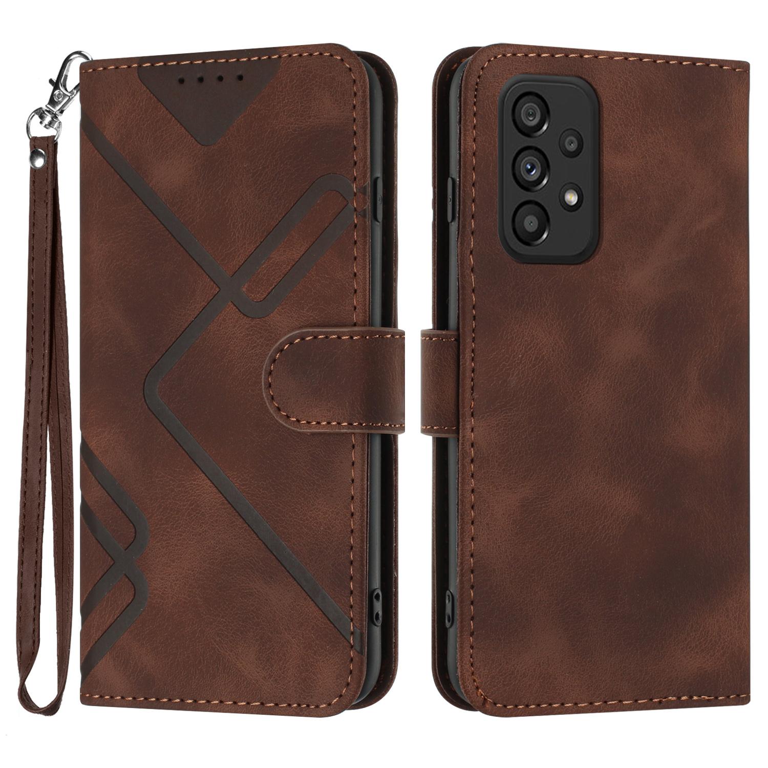 

YX0040 For Samsung Galaxy A53 5G Phone Stand Case Imprinted Pattern PU Leather Cover Wallet Coffee