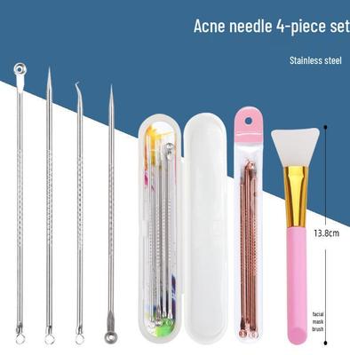 Stainless Steel 4-Piece Acne & Blackhead Removal Needle Set