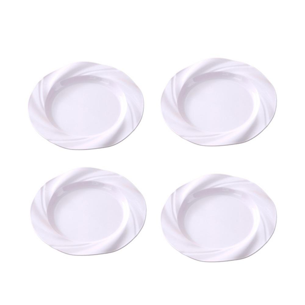 4PCS Ceramic-look Light Luxury Round Plate Decorative Dinning Plate Creative Fruit Plate  Pasta 22.5 cm/8.86 in белый