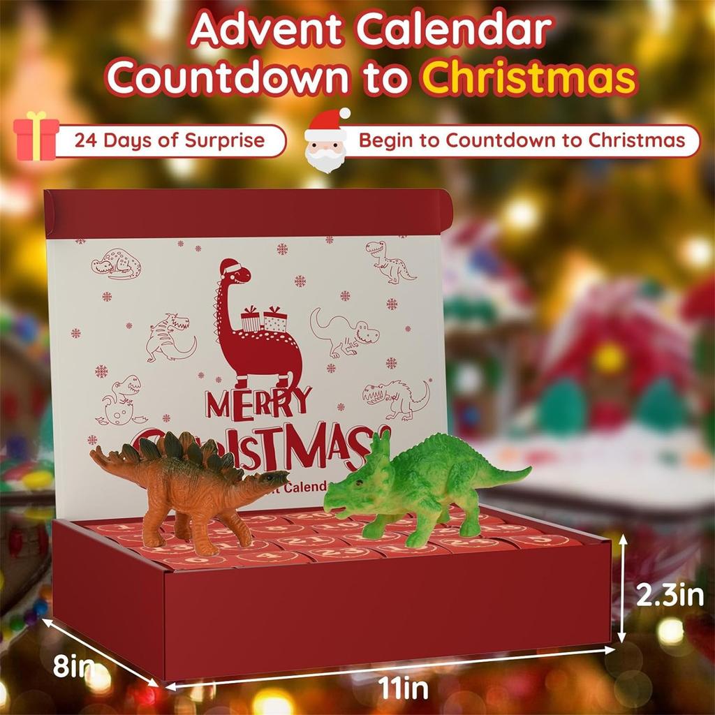 2025 Christmas Advent Calendar 24 Days Countdown Dinosaur Set Christmas Decoration Blind Box Diy Dinosaur Toy Surprise Blind Box