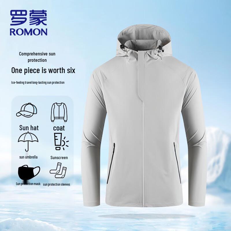 ROMON Men's UPF50+ Ice Silk Hooded Sun Protection Jacket