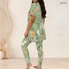 Women Plus Size Two Piece Suit Crew Neck Short Sleeve Shirt Long Pants